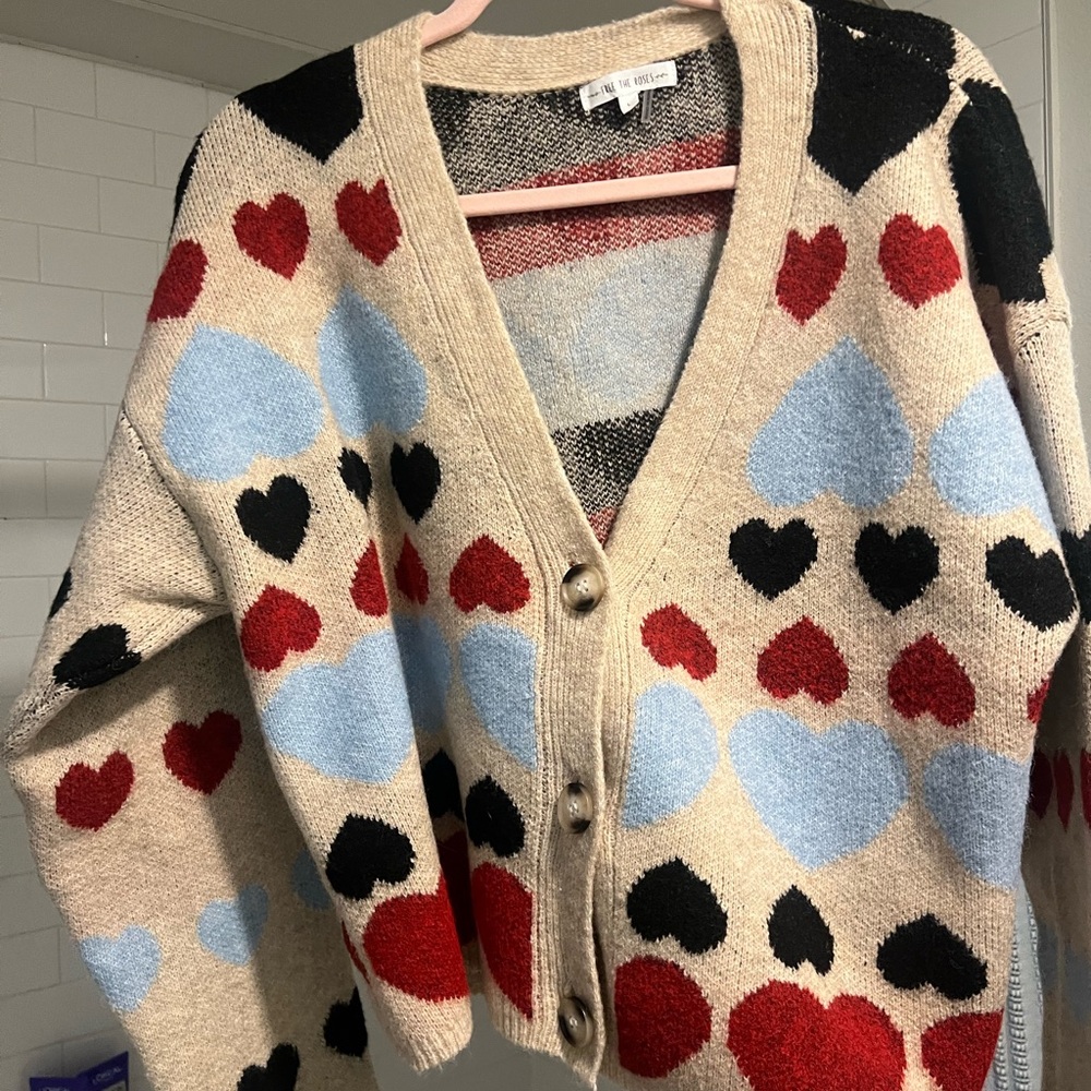 Free the Roses Multicolor Heart Cardigan